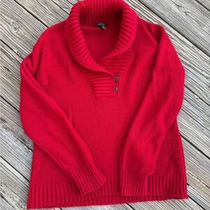 Red Ralph Lauren button-up sweater #preppy